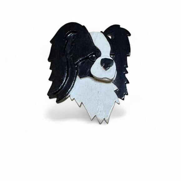 Lot Papillon Dog Porcelain Dish & Wooden Figure Decor - Picture 5 of 7